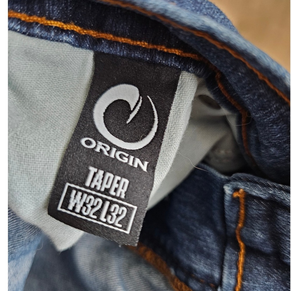 Origin USA Mens Dark Wash Blue Denim Jeans Made in USA Stretch Tapered 32x32 - Picture 7 of 8